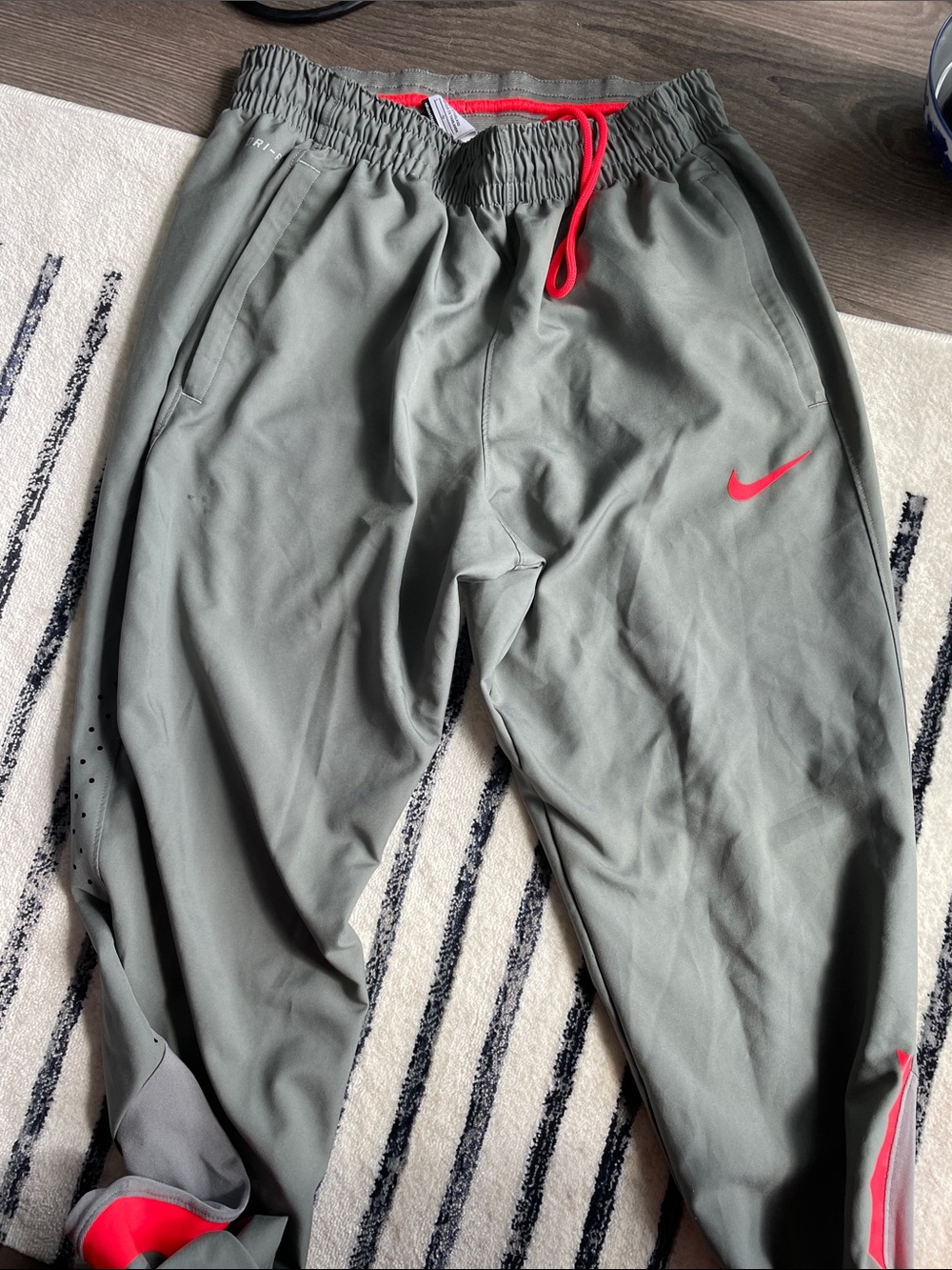 Nike Mens Dri Fit Joggers with Red Accents